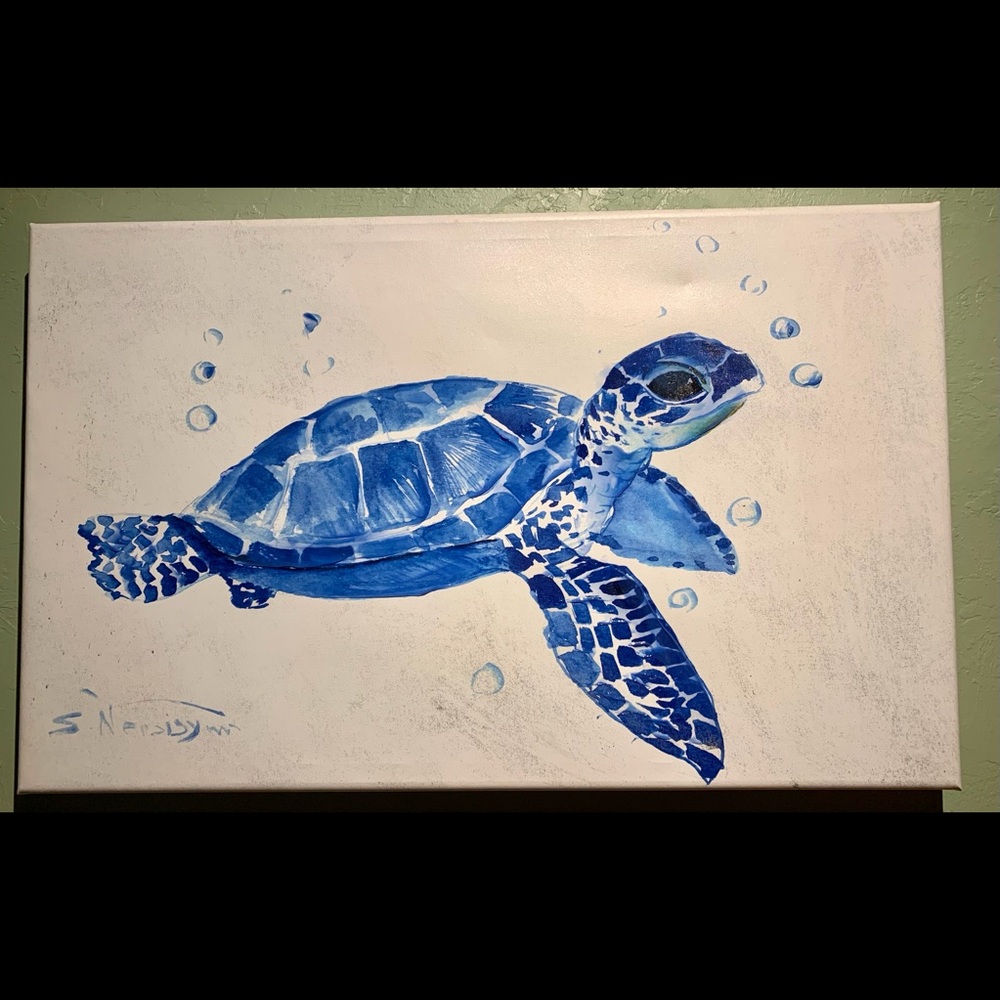 Canvas painted turtle - Picture 2 of 3